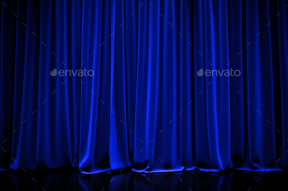 Blue closed curtain