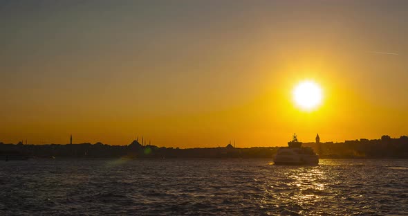 Istanbul. Uskudar view at sunset in Turkey.