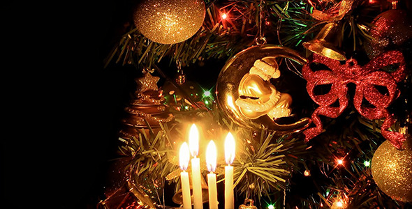 Christmas Tree Ornaments and Candles