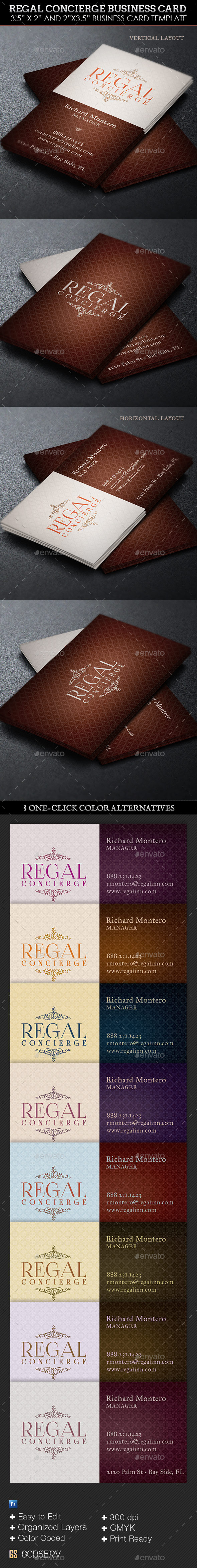Regal Concierge Business Card Template - Industry Specific Business Cards