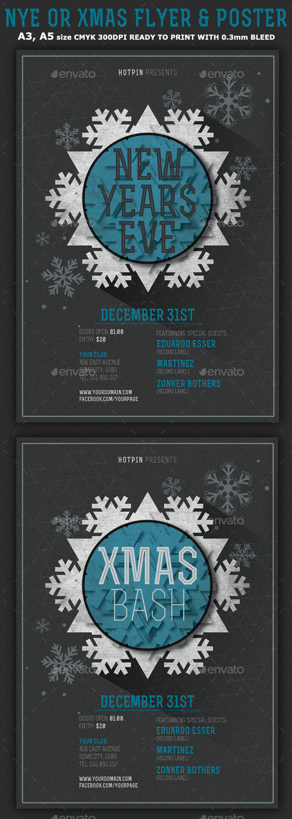 Minimal New Year/Christmas Flyer Template - Clubs & Parties Events