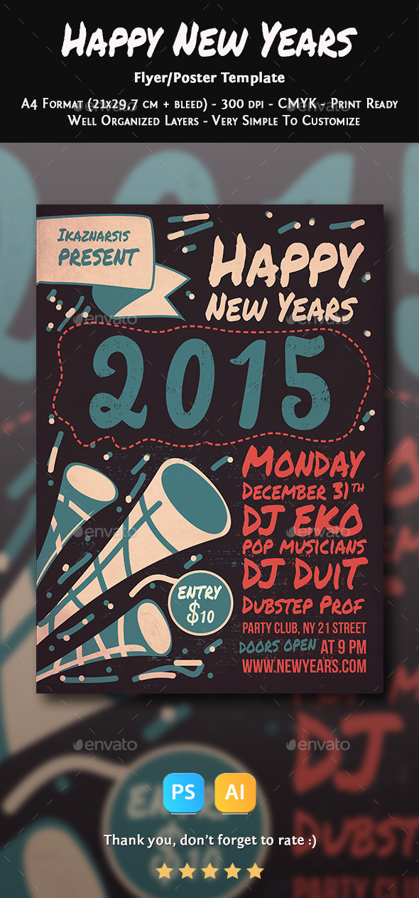 Happy New Years Flyer Template - Clubs & Parties Events