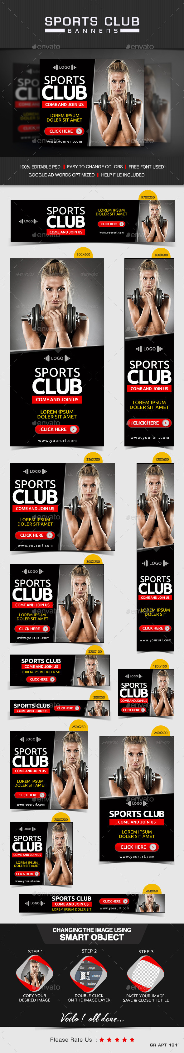 Gym & Sports club Banners - Banners & Ads Web Elements