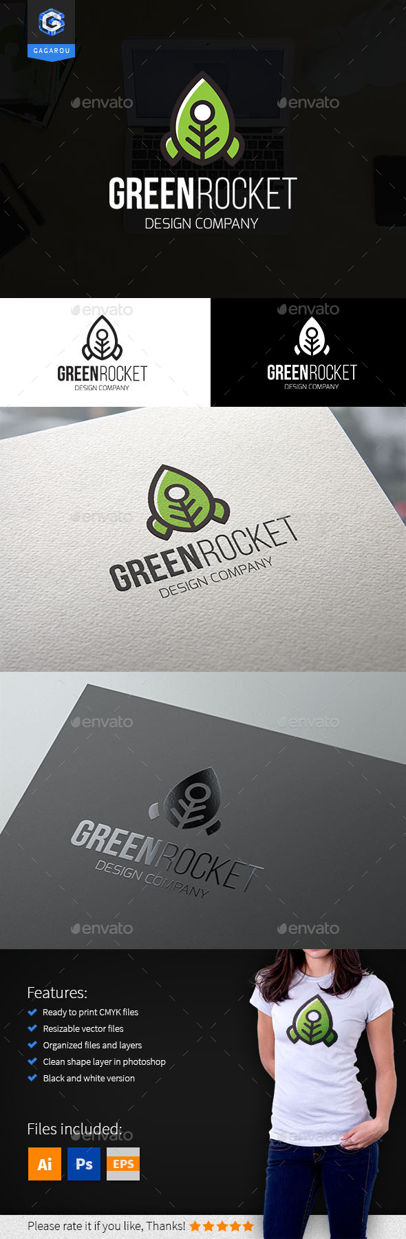 Green Rocket logo - Objects Logo Templates