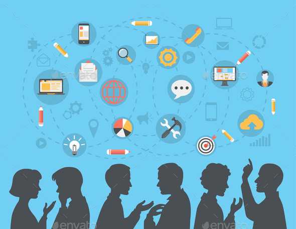 Flat People Silhouettes Brainstorming - Concepts Business