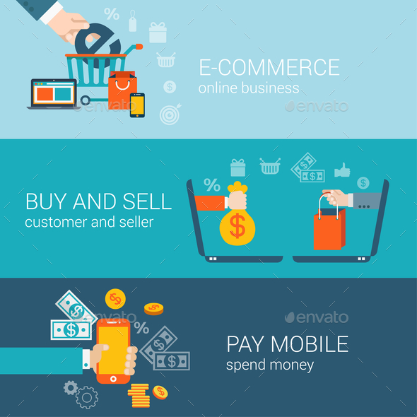 Flat Style Mobile Online E-Commerce - Web Technology