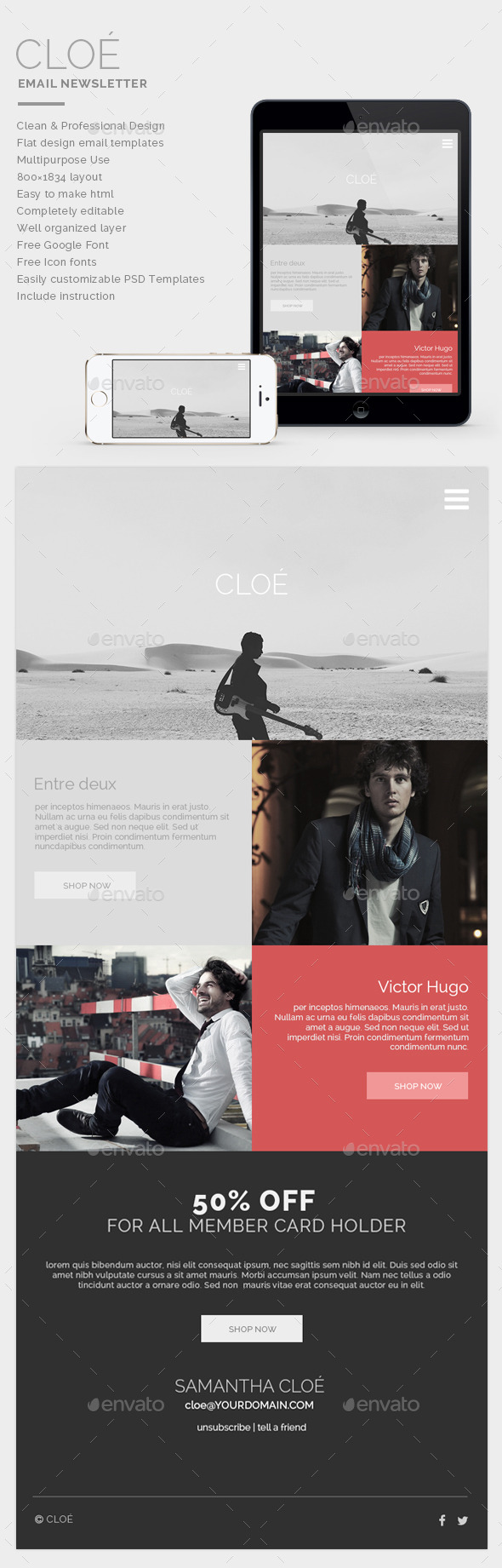 Email Newsletter - Cloe - E-newsletters Web Elements