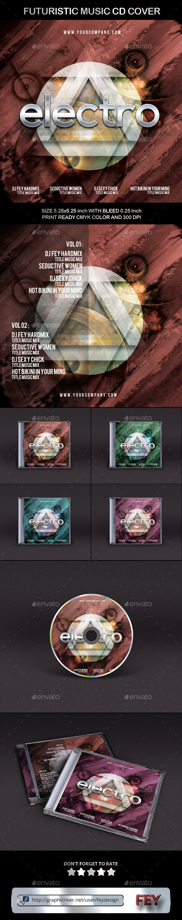 Futuristic Music CD Cover - CD & DVD Artwork Print Templates