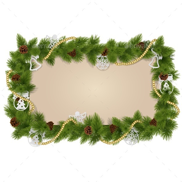 Fir Frame with Decorations - Christmas Seasons/Holidays