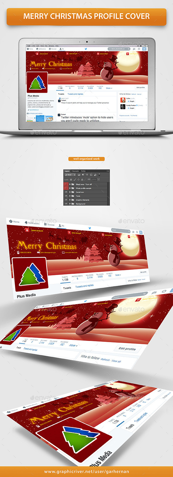 Merry Christmas Profile Cover - Twitter Social Media