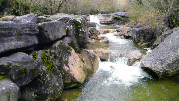 Aerial View Up the River in Autumn alt