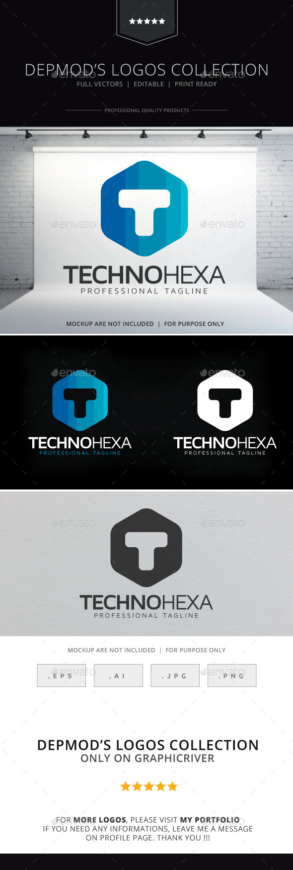 Techno Hexa Logo - Letters Logo Templates