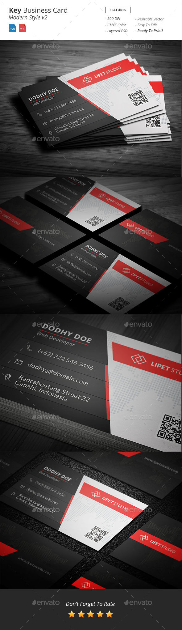 Key - Modern Business Card Template v2 - Business Cards Print Templates