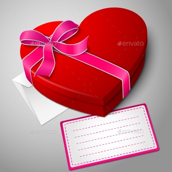 Red Heart Shaped Box with Ribbon - Man-made Objects Objects