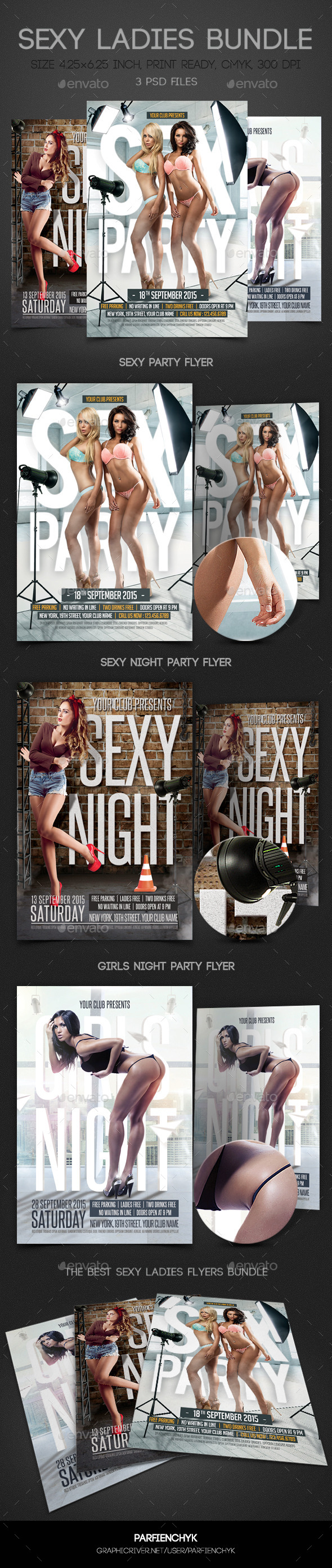 Sexy Ladies Flyers Bundle - Clubs & Parties Events