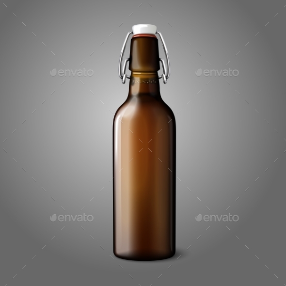 Blank Brown Retro Beer Bottle - Man-made Objects Objects