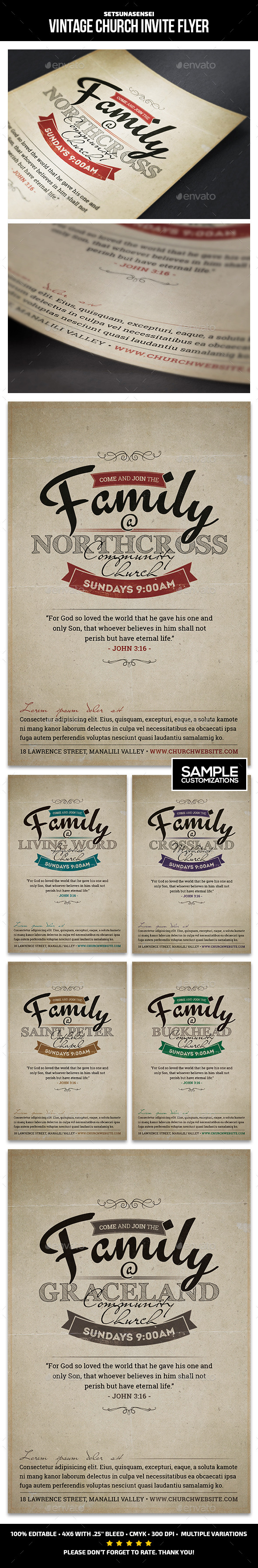 Vintage Church Invite Flyer - Church Flyers
