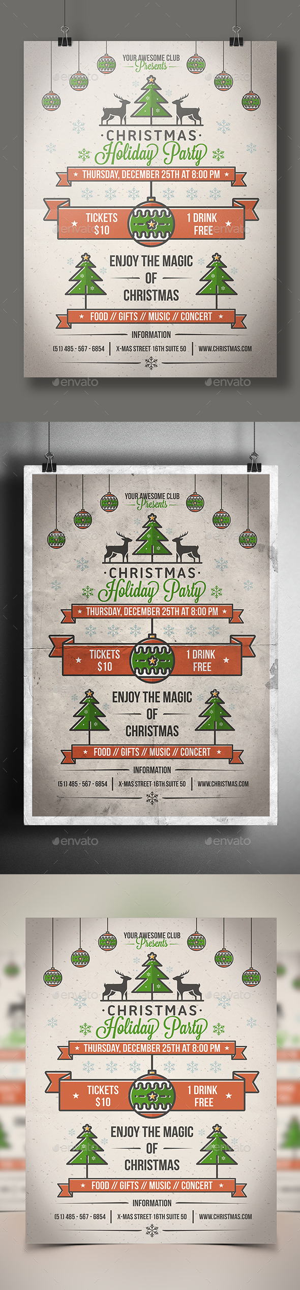 Christmas Party Poster Flyer - Clubs & Parties Events