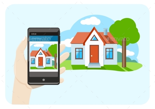 Smartphone with House - Buildings Objects