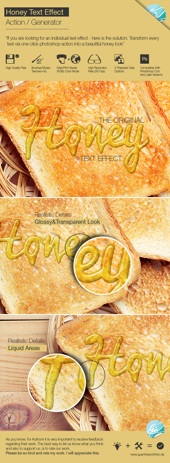 Honey Text Effect / Generator - Actions Photoshop