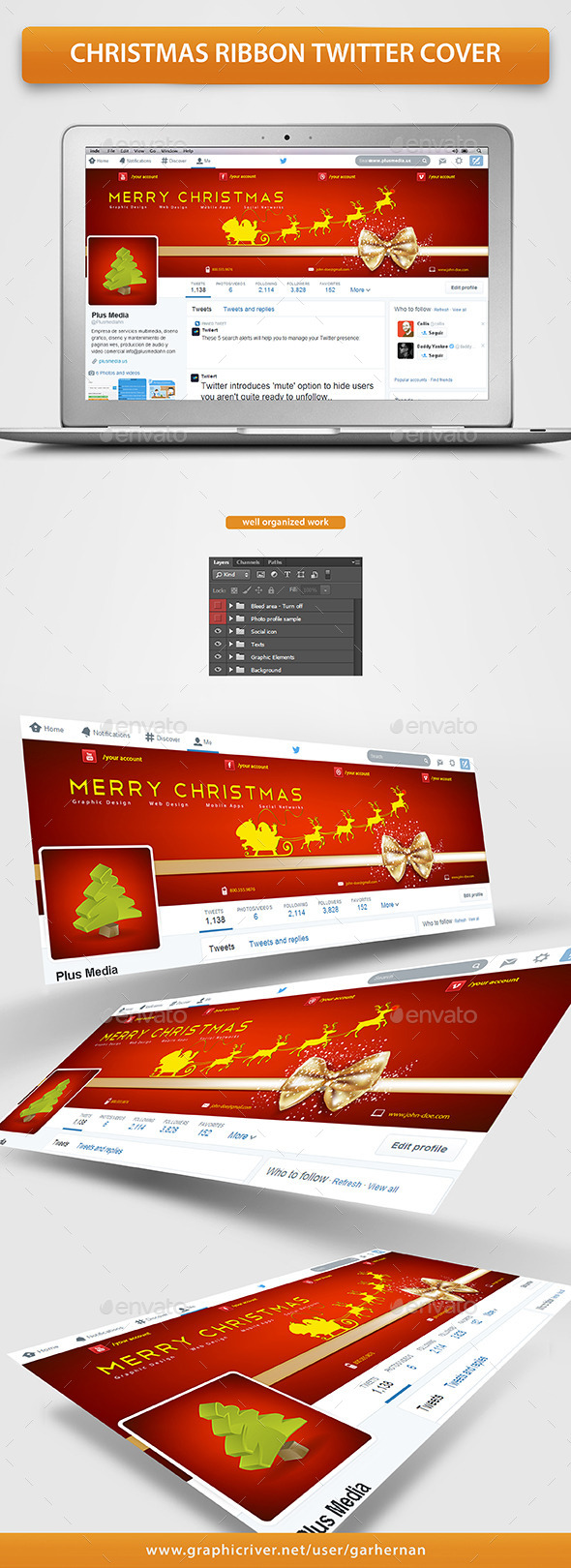 Christmas Ribbon Twitter Cover - Twitter Social Media