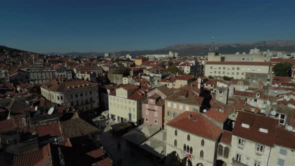 Aerial of buildings around the National Square alt