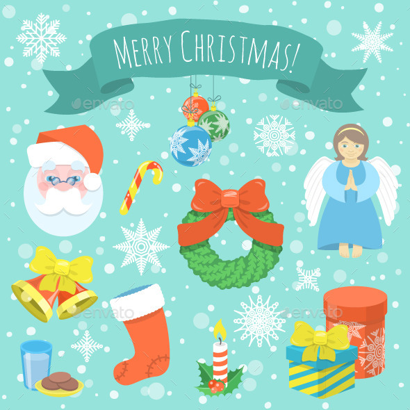 Colorful Christmas Symbols - Christmas Seasons/Holidays