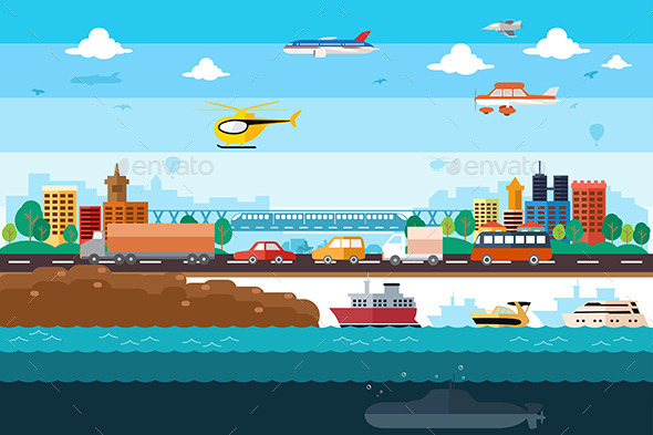 Different Transportation - Objects Vectors