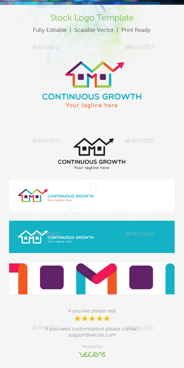 Continuous Growth Stock Logo Template - Buildings Logo Templates