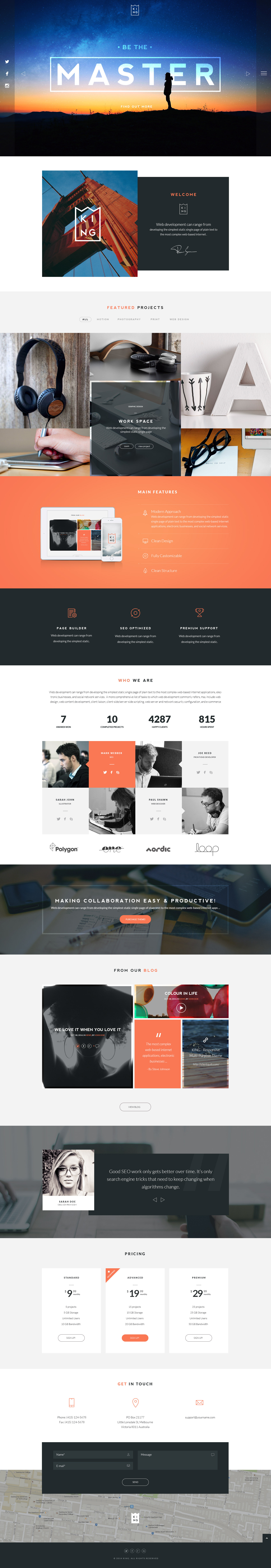 KING - Creative One Page PSD Template