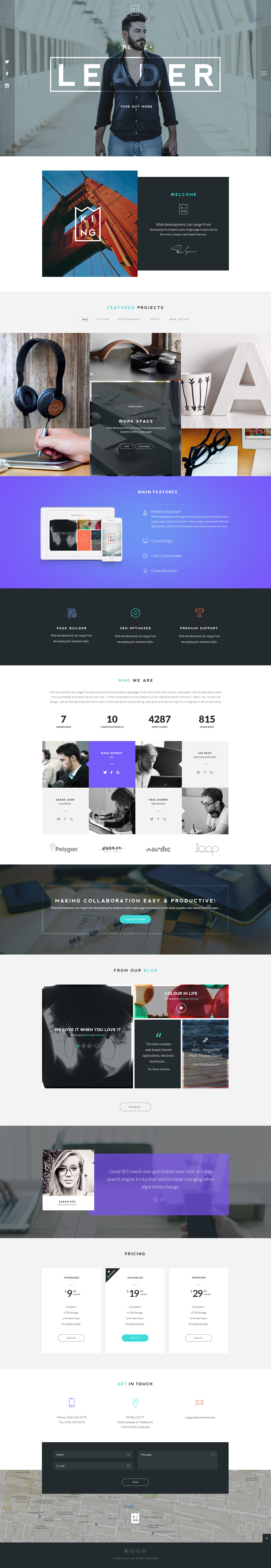 KING - Creative One Page PSD Template
