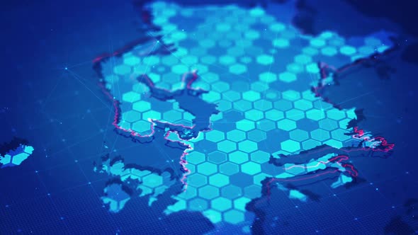 Digital Hexagons In Europe Map alt