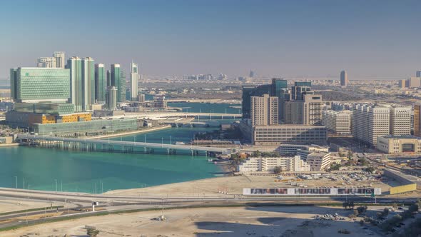 Aerial Skyline of Abu Dhabi City Centre From Above Timelapse alt