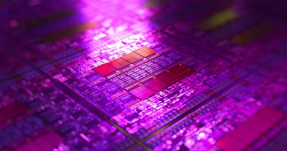 Iridescent CPU, GPU micro processors. 