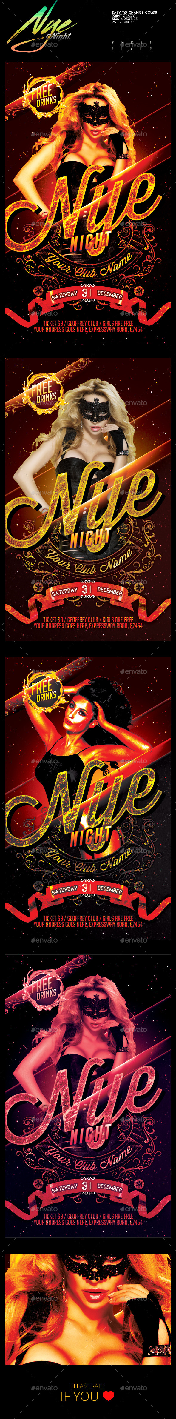 Nye Night Party Flyer Template - Holidays Events