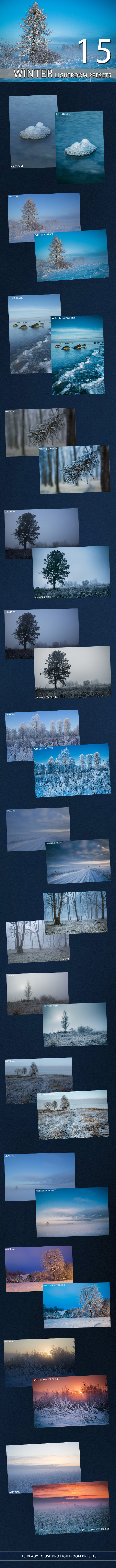 15 Winter Lightroom Premium Presets - Landscape Lightroom Presets