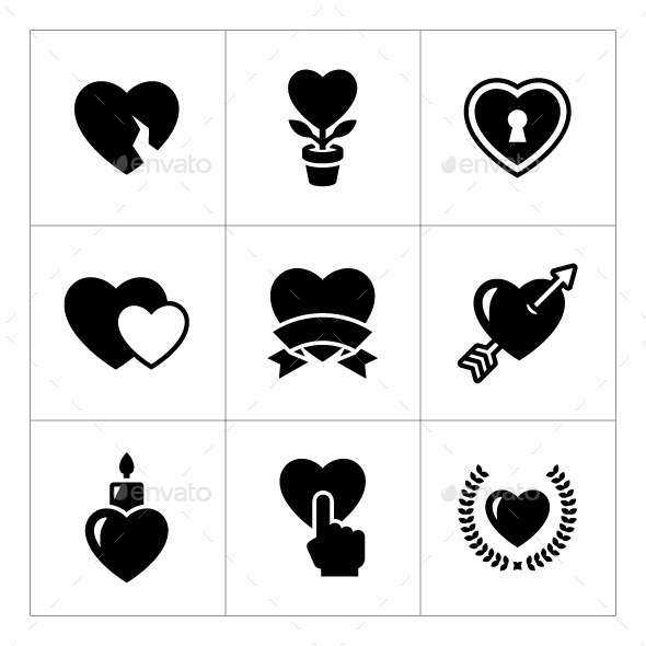 Set Icons of Heart - Abstract Icons