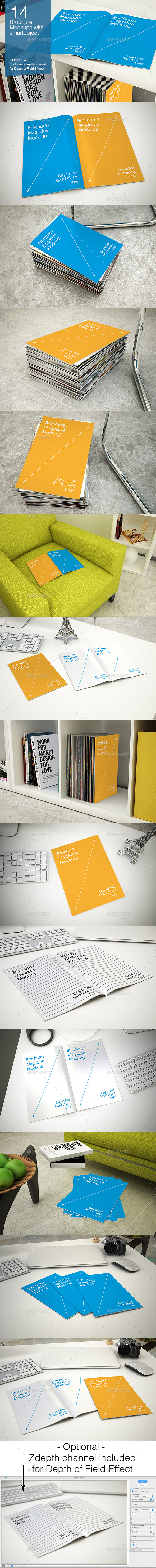Brochure Mockups - 14 poses - Brochures Print