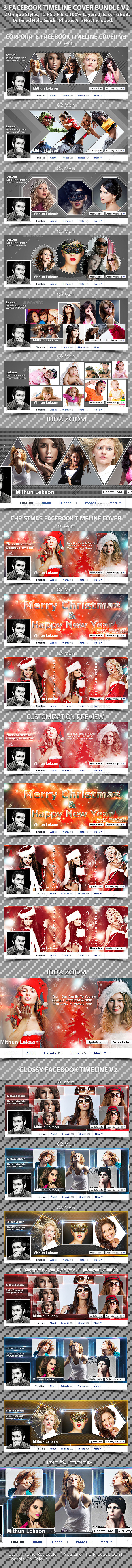 3 Facebook Timeline Cover Bundle V2 - Facebook Timeline Covers Social Media