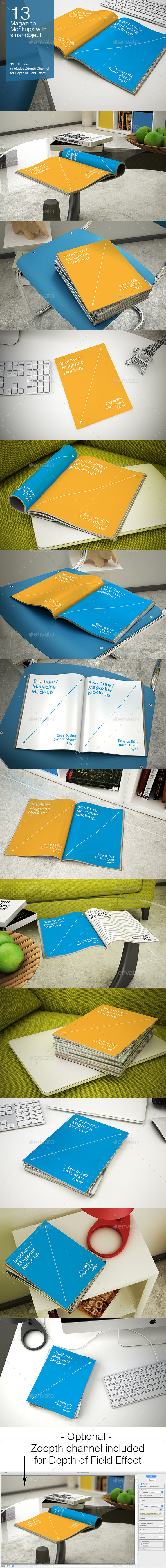 Magazine Mockups - 13 Poses - Magazines Print