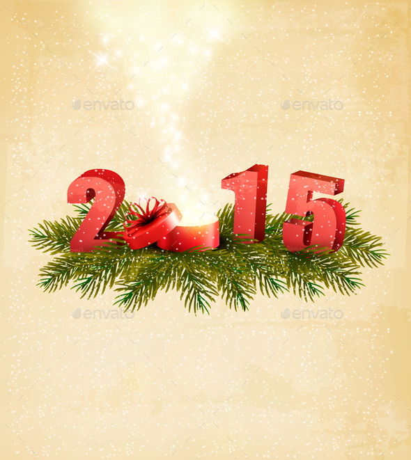 Holiday Background with a Present and 2015 - New Year Seasons/Holidays