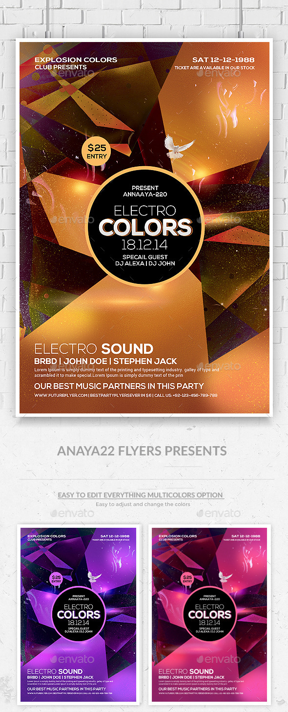 Electro Sound Futuristic Flyer Psd Template - Clubs & Parties Events