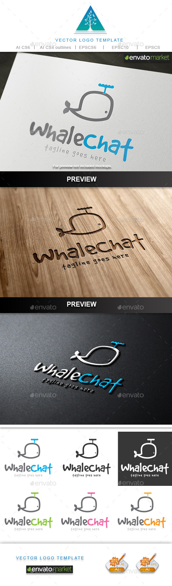 Whale Chat Logo - Animals Logo Templates