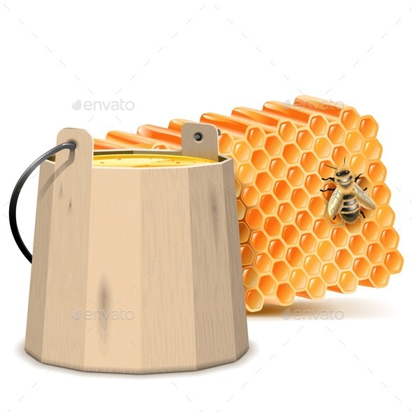 Barrel with Honeycombs - Food Objects