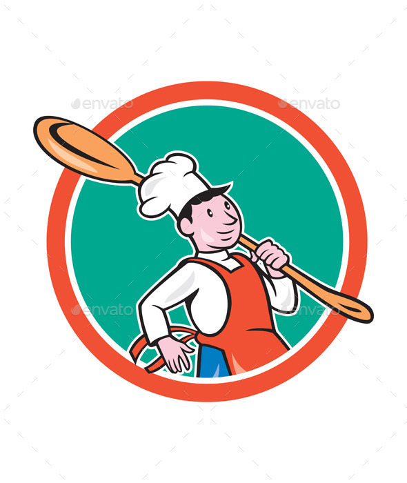 Chef Cook Marching Spoon Circle Cartoon - People Characters