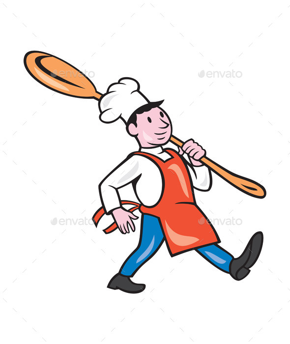 Chef Cook Marching Spoon Cartoon - People Characters