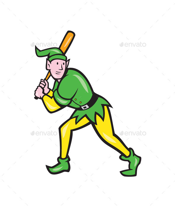 Elf Baseball Player Batting - Sports/Activity Conceptual