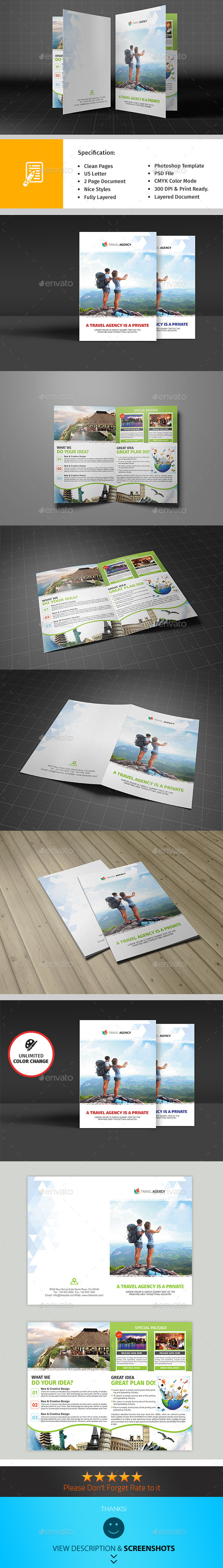 Holiday Travel Agency Bifold Brochure - Corporate Brochures