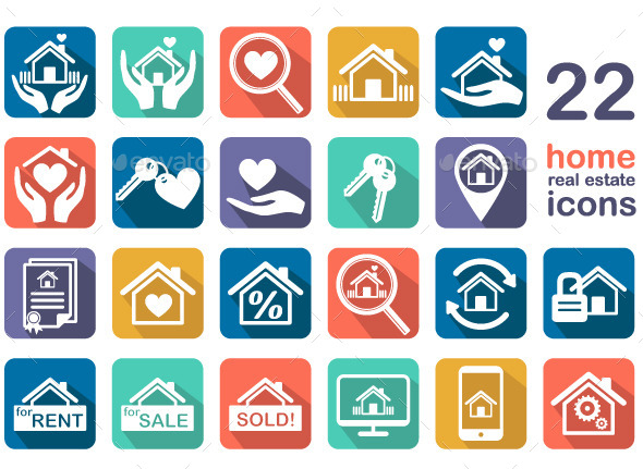 Home, Real Estate Icon Set - Web Elements Vectors