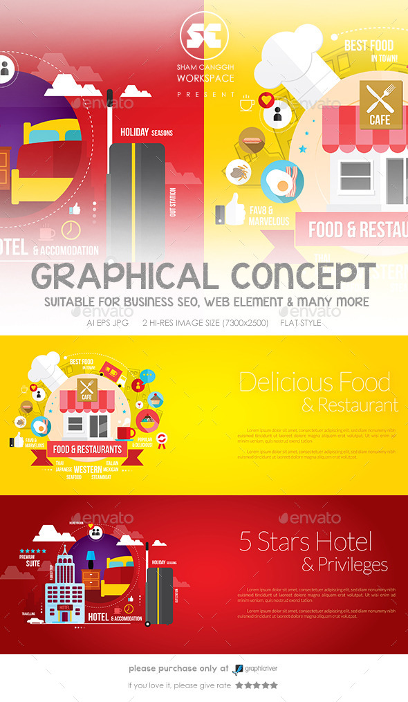 Flat Concept for Restaurant & Hotel - Miscellaneous Conceptual